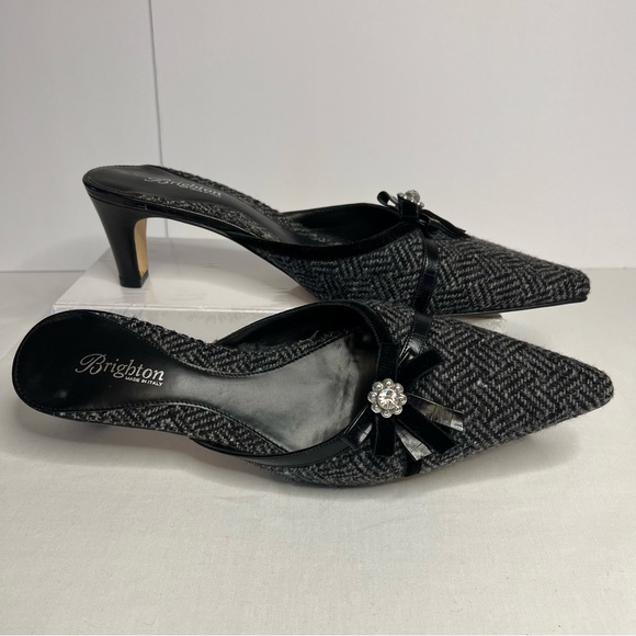 Brighton Shoes - Brighton Black and Gray Patterned Heels